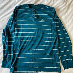 Lacoste vintage blue striped mens longsleeve shirt